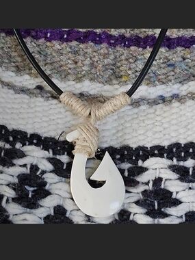 Handmade White Fishhook Pendant Necklace - Women Jewelry
